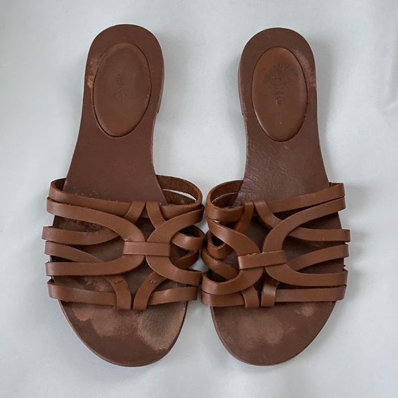 Mango Leather Cross Sandals - Picture 1 of 5